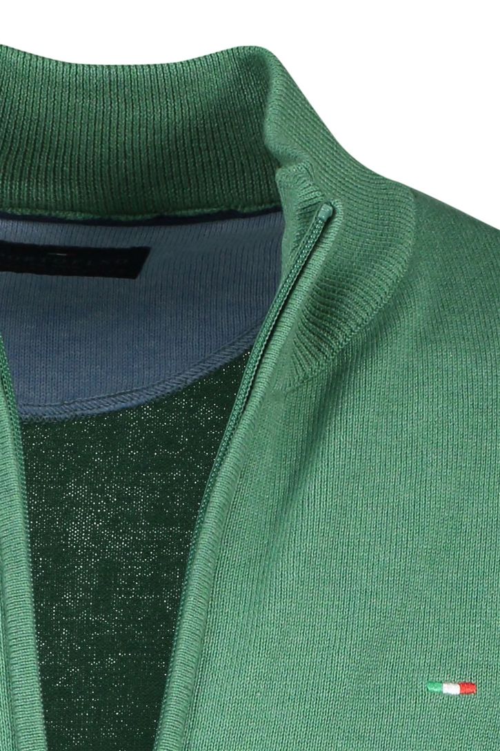 katoenen Portofino vest effen groen rits
