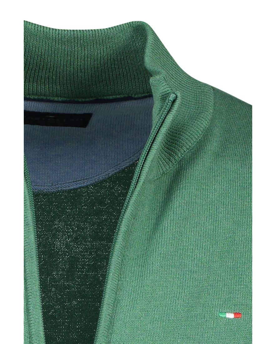 Portofino vest effen groen katoen rits