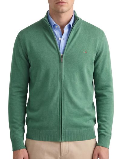 Portofino katoenen Portofino vest effen groen rits