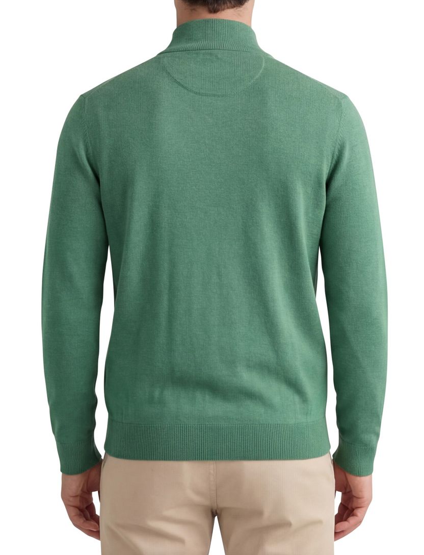 katoenen Portofino vest effen groen rits