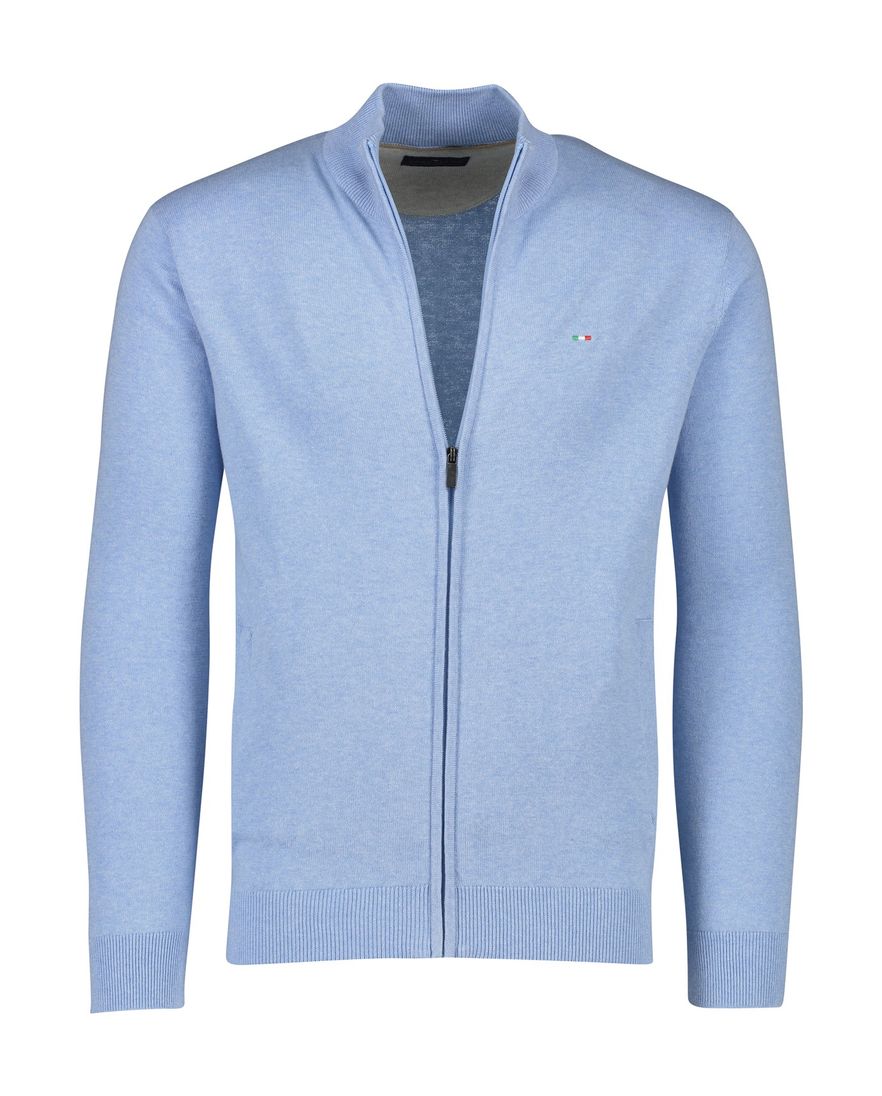 Portofino vest effen lichtblauw rits katoen