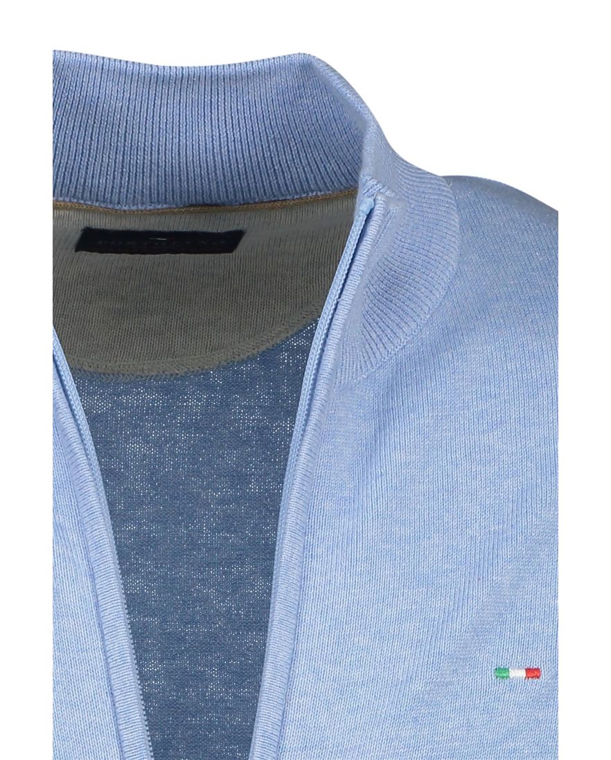 Portofino vest effen lichtblauw rits katoen