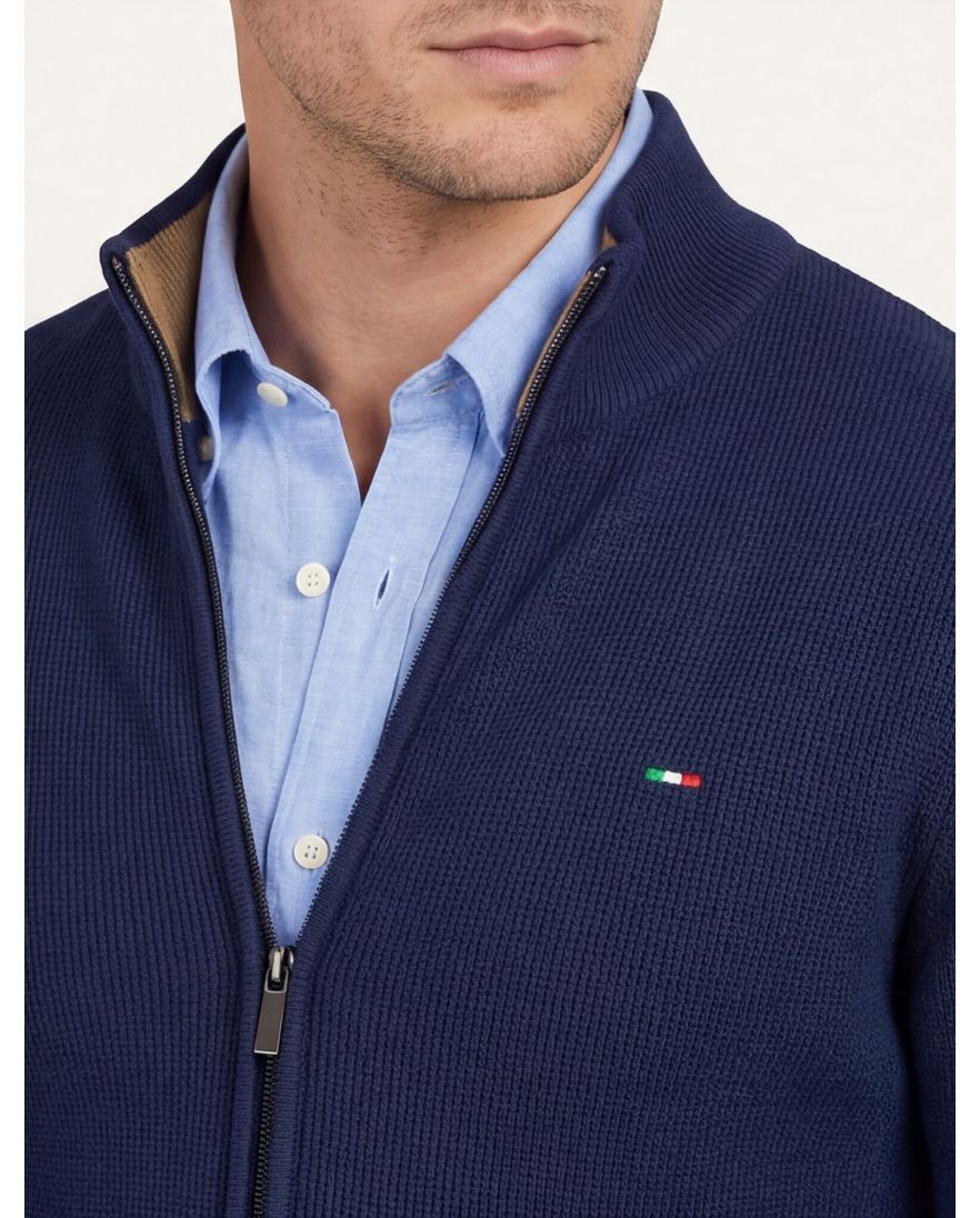 Portofino vest effen donkerblauw katoen