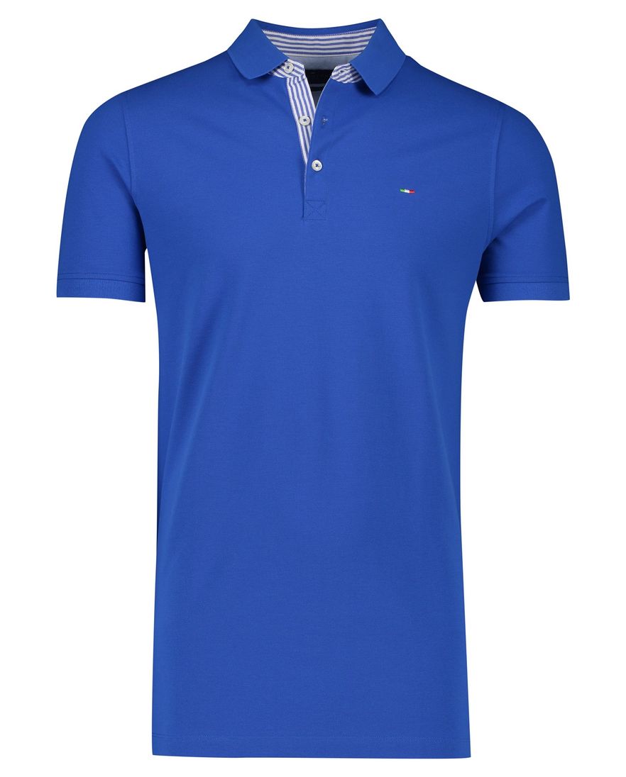 Portofino katoenen poloshirt extra lang blauw korte mouw