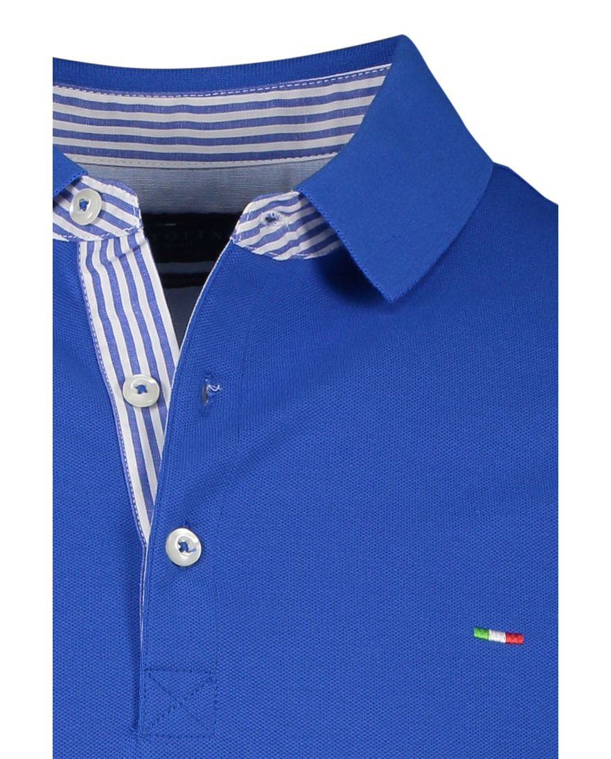 Portofino katoenen poloshirt extra lang blauw korte mouw