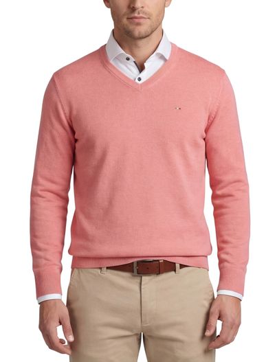 Portofino Portofino trui v-hals roze effen katoen met logo