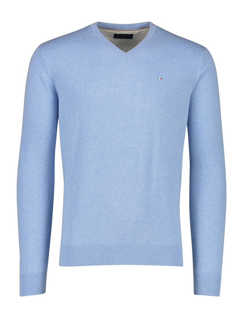 Portofino trui v-hals lichtblauw effen 100% katoen