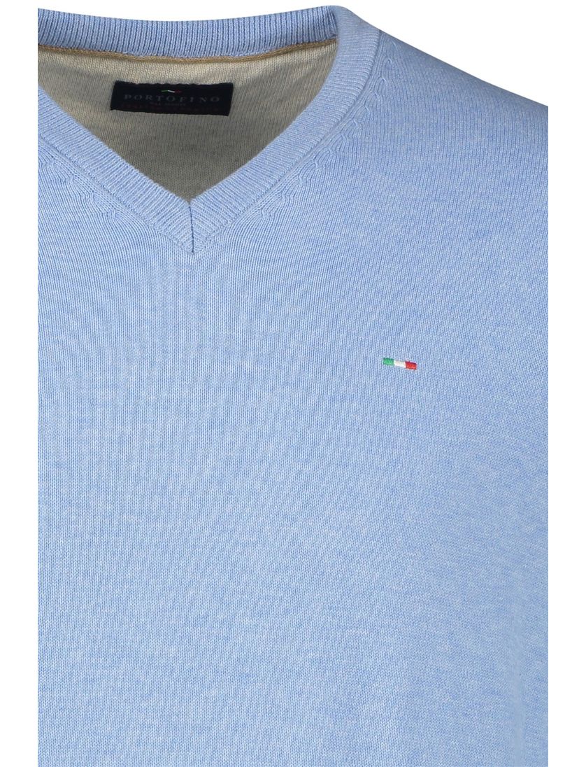Portofino trui v-hals lichtblauw effen 100% katoen