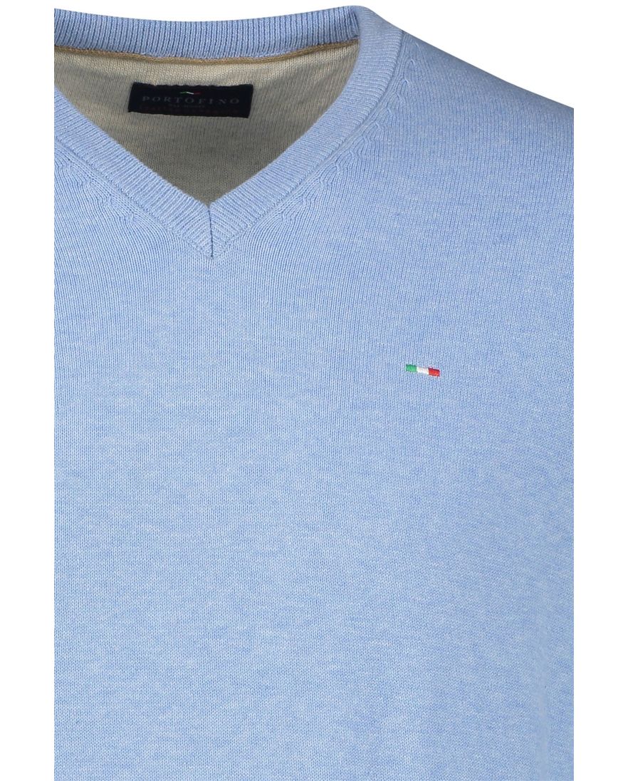 Portofino trui v-hals lichtblauw effen 100% katoen