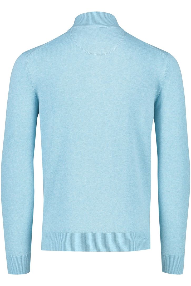 Half zip lichtblauw Portofino trui katoen