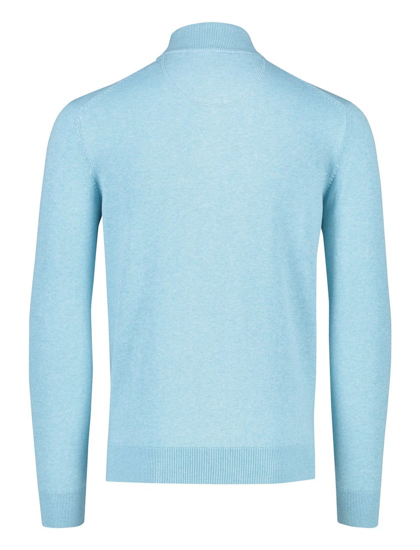 Half zip lichtblauw Portofino trui katoen