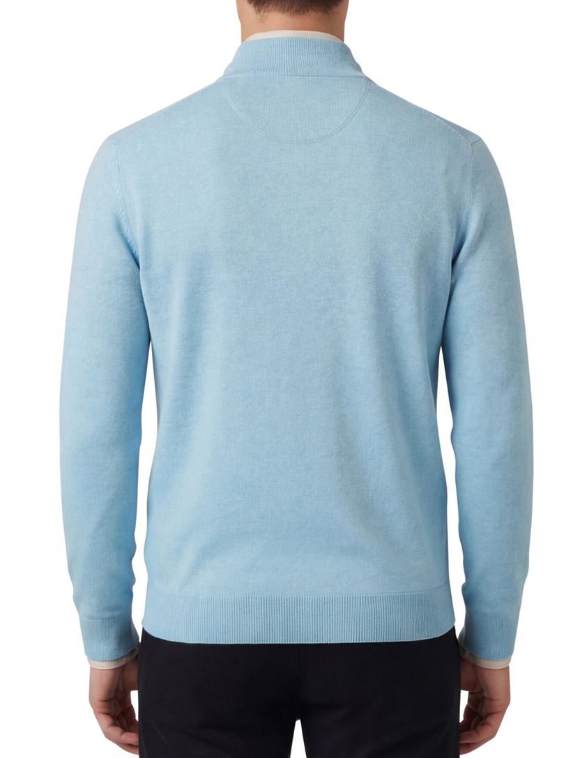 Half zip lichtblauw Portofino trui katoen