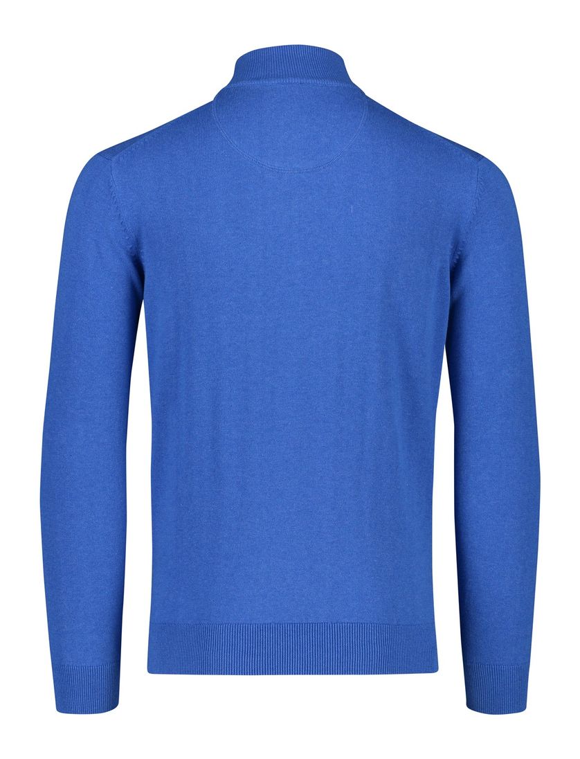 Katoenen Portofino trui blauw half zip