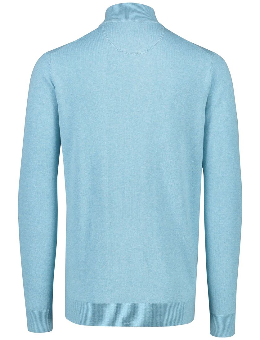 katoenen Portofino trui extra lange half zip blauw
