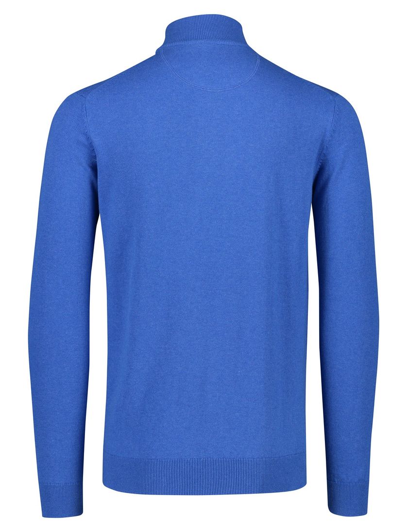 katoenen Portofino sweater half zip effen blauw