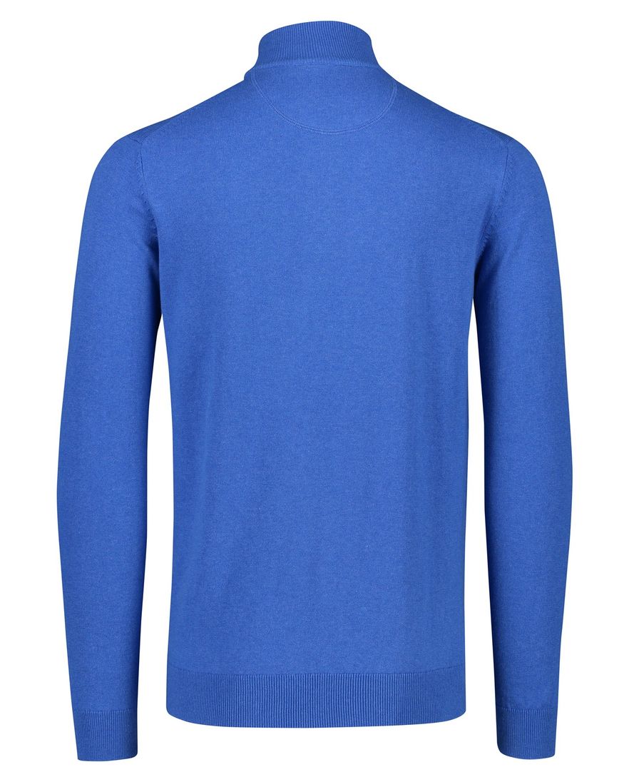 Portofino sweater half zip effen blauw katoen