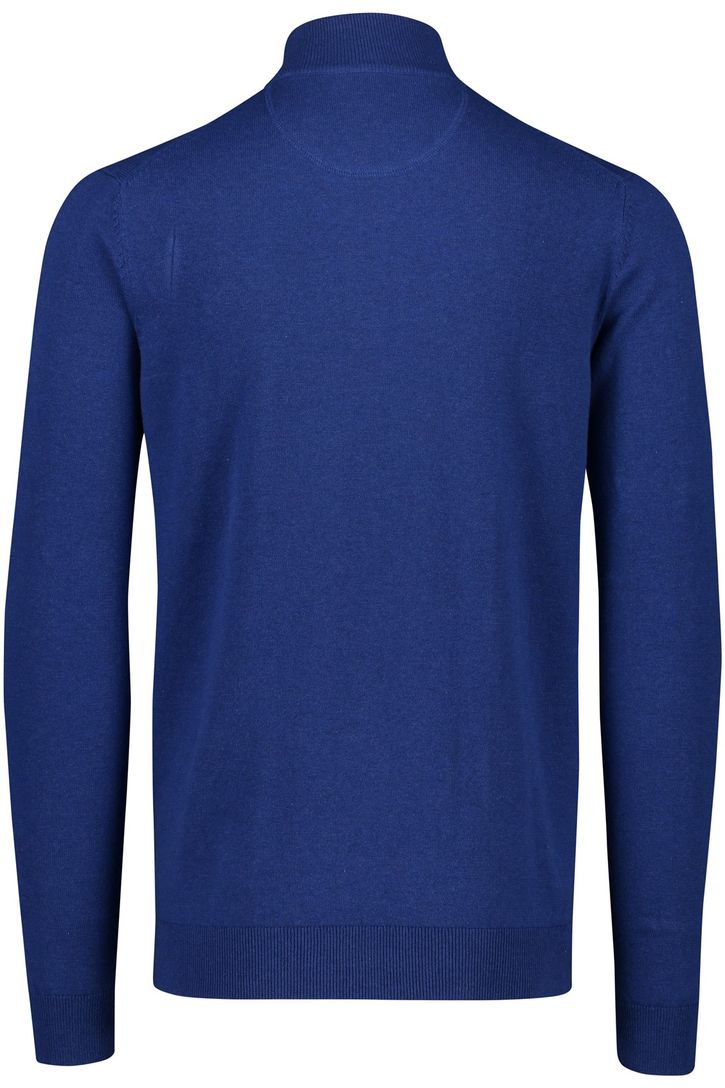 katoenen Portofino sweater effen donkerblauw half zip
