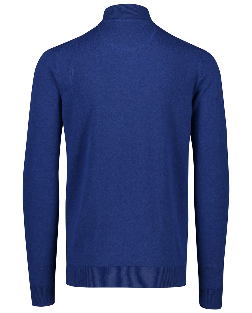 Portofino sweater half zip effen donkerblauw katoen