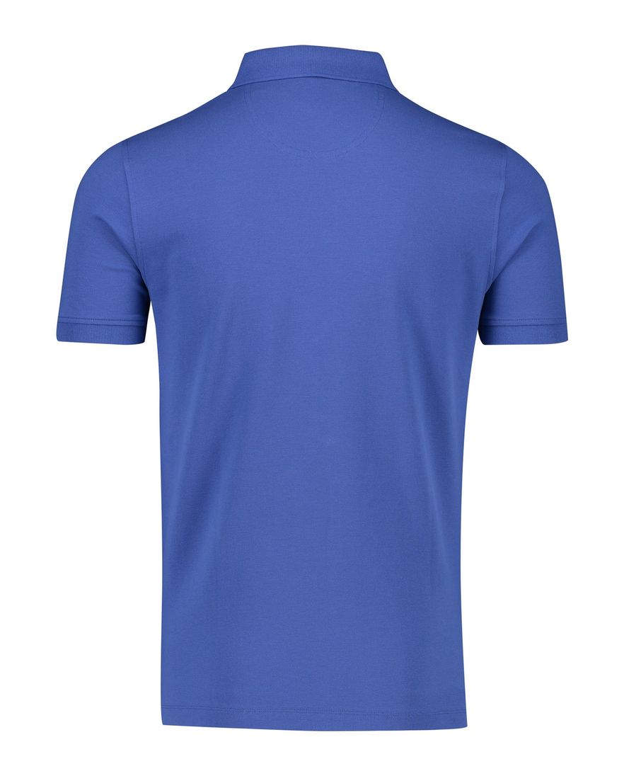 Blauw Portofino poloshirt 3-knoops korte mouw katoen