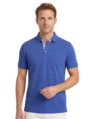 Portofino Blauw Portofino poloshirt 3-knoops korte mouw katoen