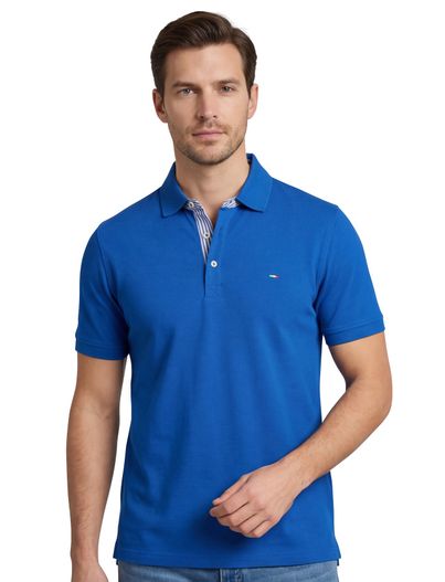 Portofino Korte mouw Portofino poloshirt blauw katoen 3-knoops