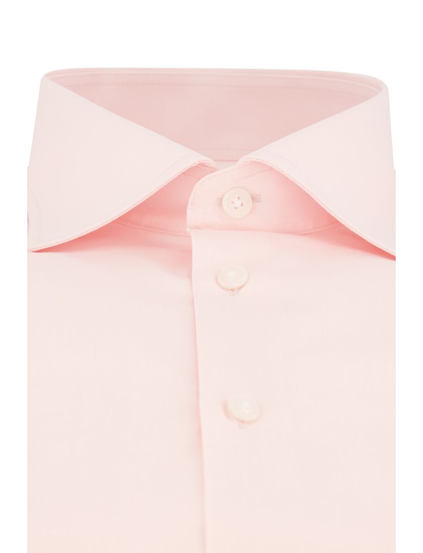 Ledub overhemd lichtroze effen katoen non iron