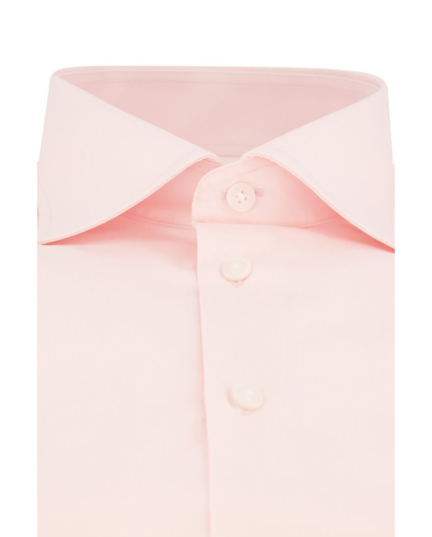 Ledub overhemd lichtroze effen katoen non iron