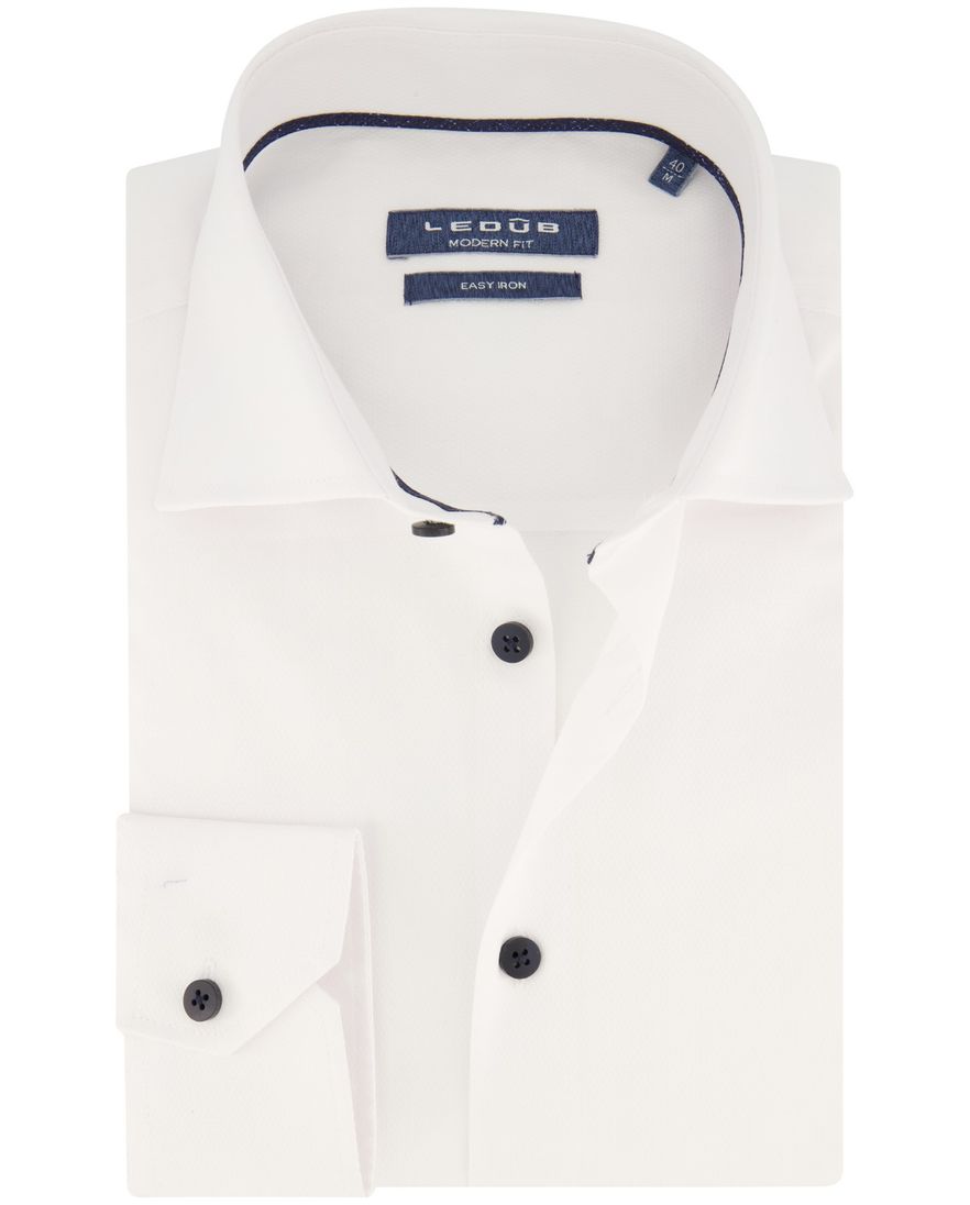 Ledub overhemd mouwlengte 7 normale fit wit katoen