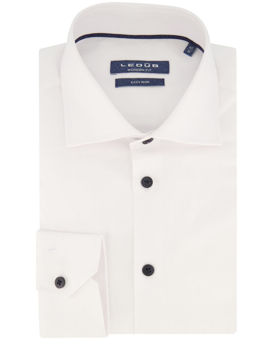 Ledub overhemd mouwlengte 7 normale fit wit katoen