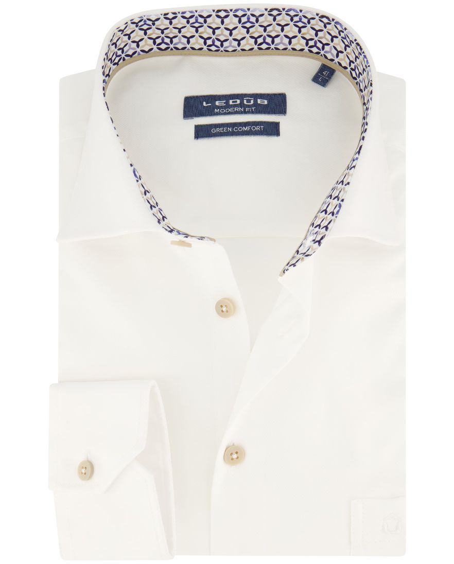 Ledub overhemd modern fit wit effen