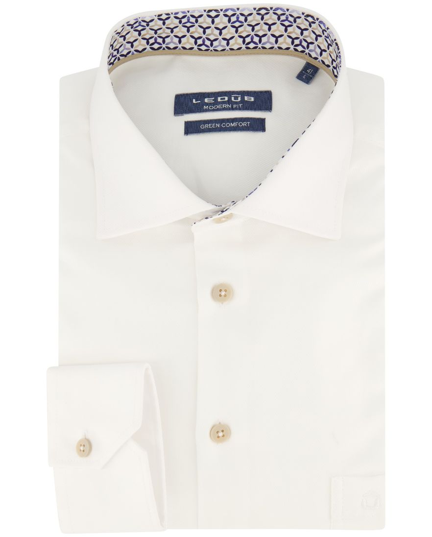 Ledub overhemd modern fit wit effen