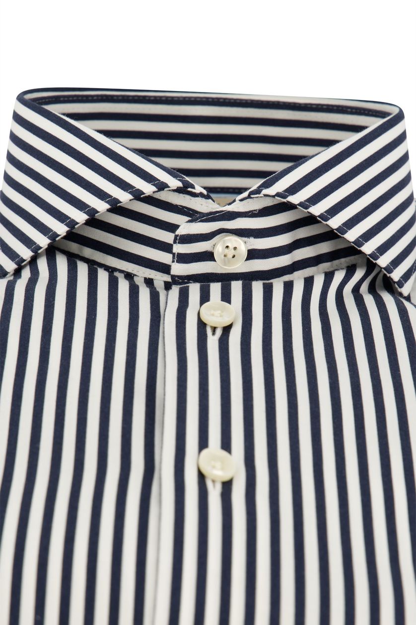 John Miller overhemd donkerblauw gestreept katoen