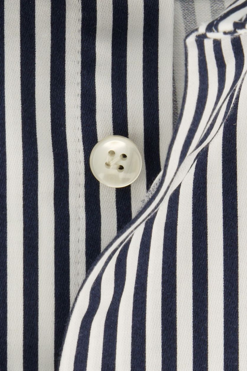 John Miller overhemd donkerblauw gestreept katoen