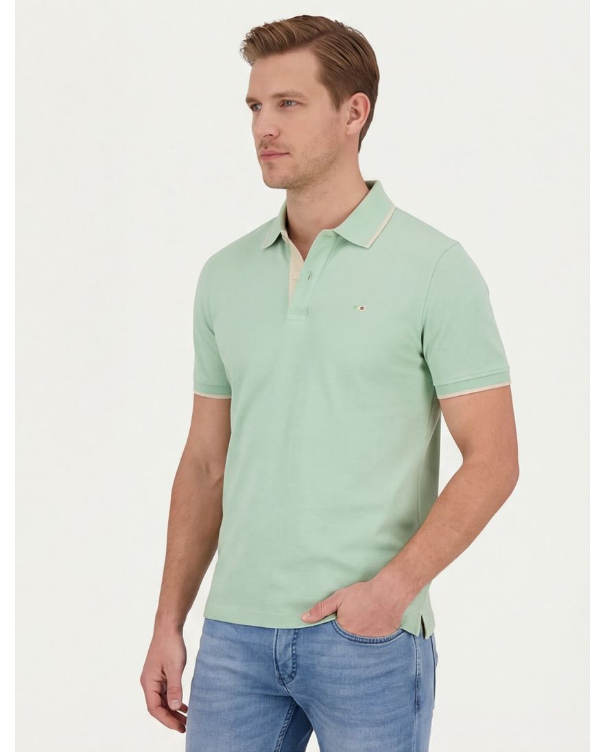 Portofino polo effen groen katoen normale fit