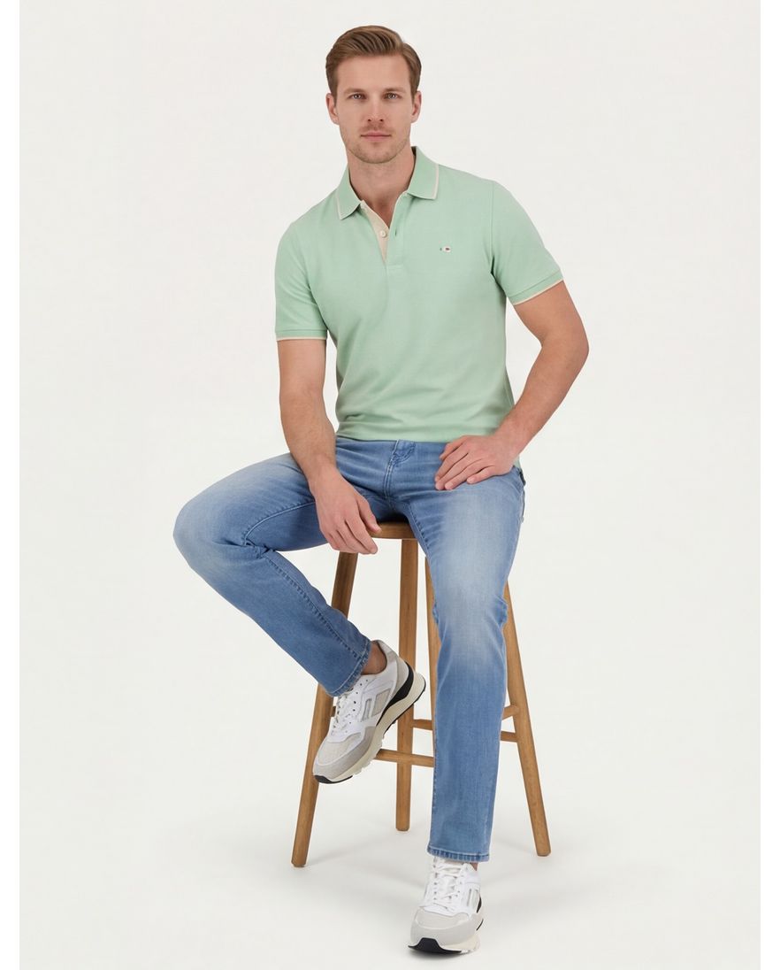 Portofino polo effen groen katoen normale fit
