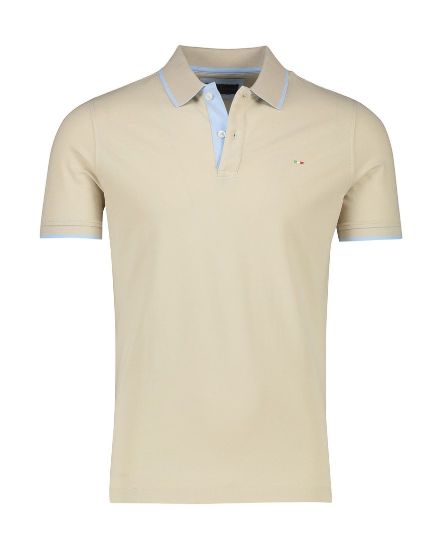 2-knoops polo beige korte mouw Portofino katoen