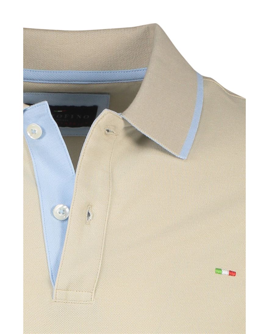 2-knoops polo beige korte mouw Portofino katoen