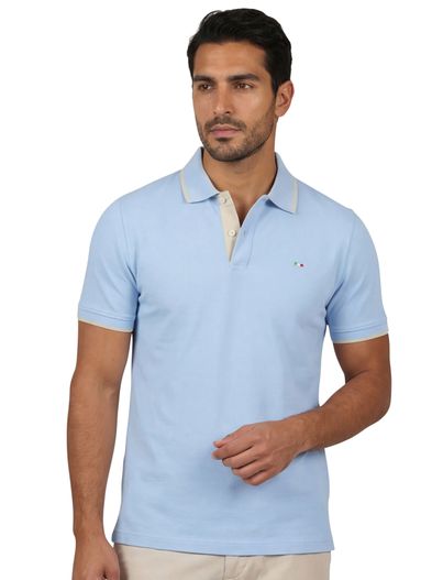 Portofino Portofino polo effen lichtblauw katoen normale fit