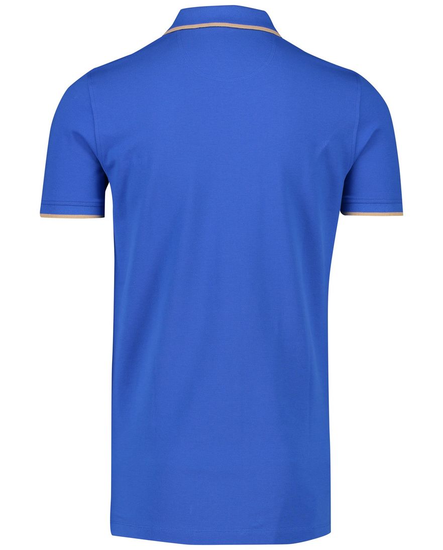 Extra lange poloshirt Portofino blauw 2-knoops katoen