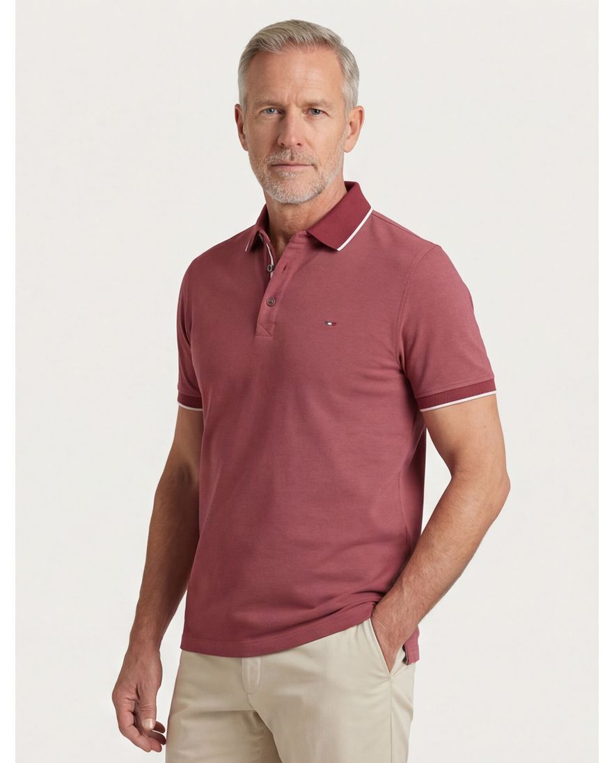 katoenen Portofino polo normale fit rood gemêleerd