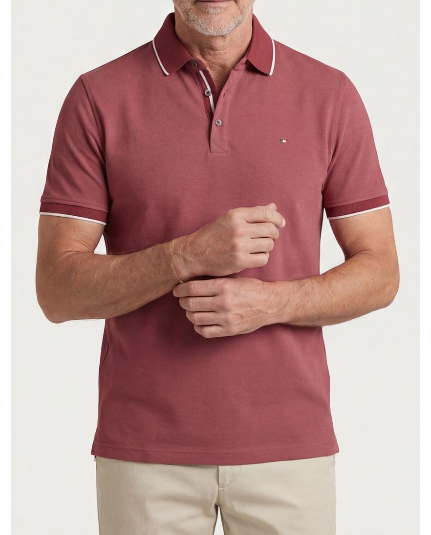 katoenen Portofino polo normale fit rood gemêleerd