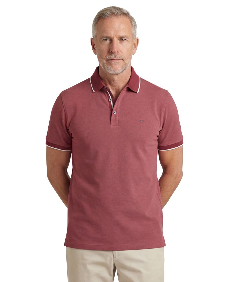 katoenen Portofino polo normale fit rood gemêleerd
