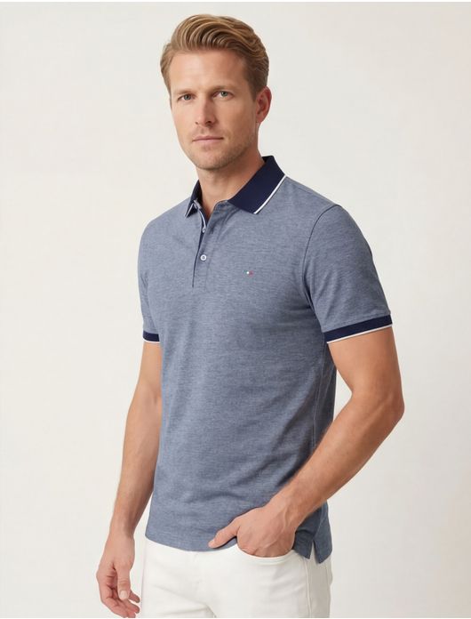 Portofino polo donkerblauw/wit gemeleerd