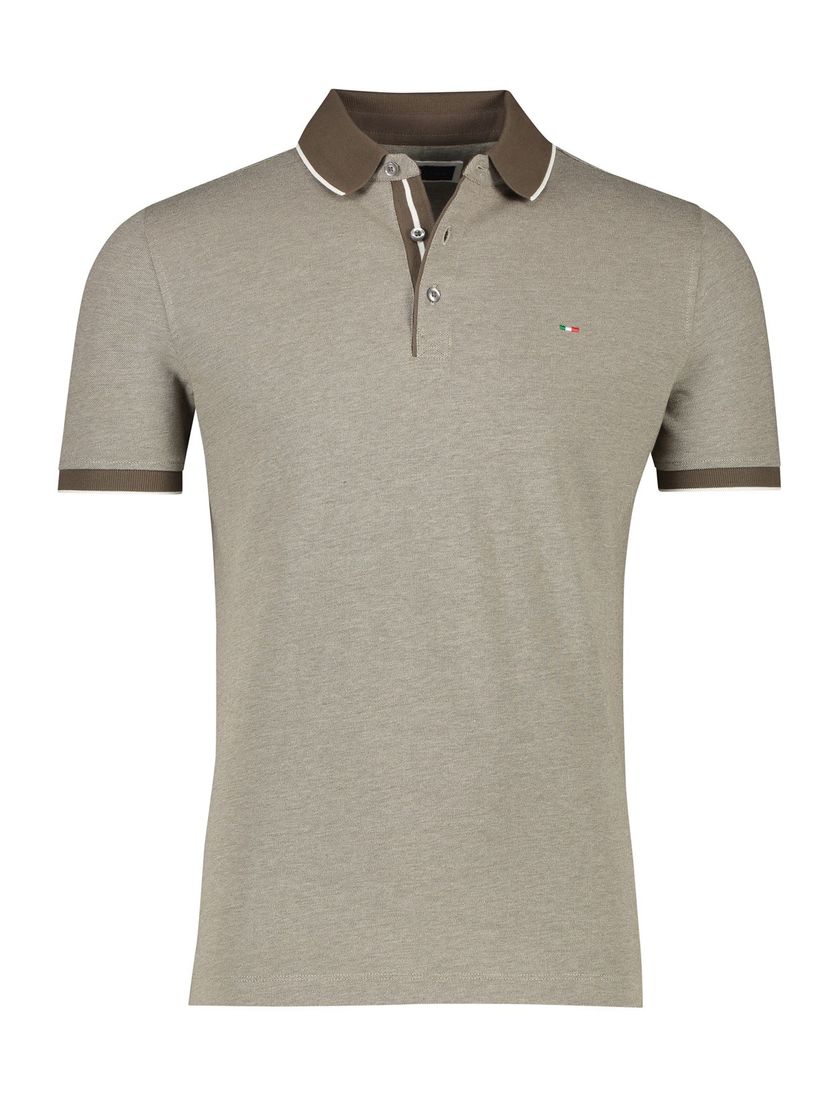 katoenen Portofino polo normale fit bruin gemêleerd