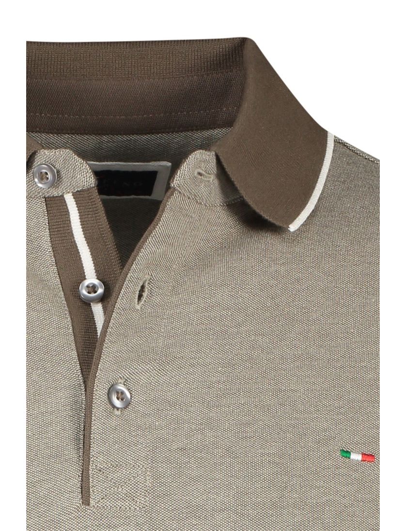 katoenen Portofino polo normale fit bruin gemêleerd