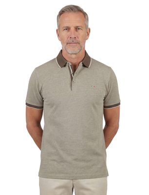 Portofino Portofino polo bruin gemêleerd katoen normale fit