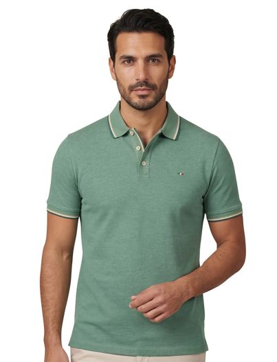 Portofino Portofino polo groen gemêleerd katoen normale fit