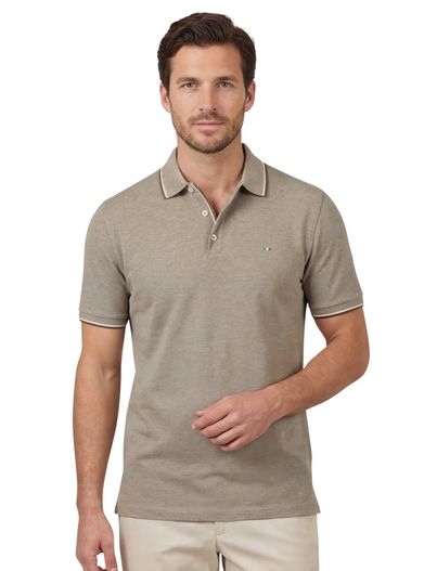 Portofino Katoenen Portofino polo normale fit bruin gemêleerd