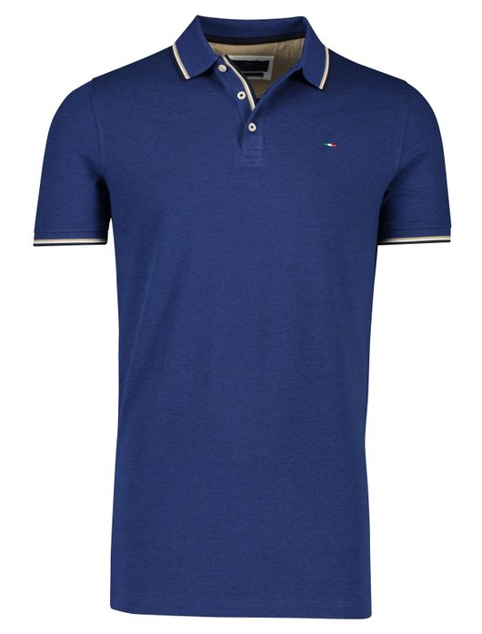 Portofino polo normale fit donkerblauw effen katoen