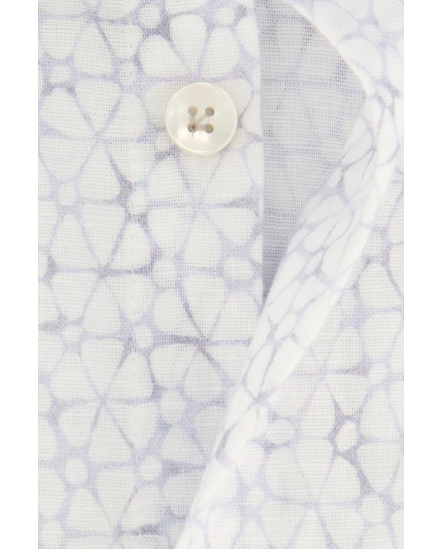 John Miller mouwlengte 7 overhemd wit geprint Tailored Fit linnen